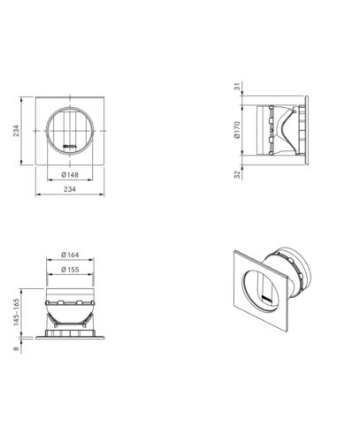 Zestaw 3 box UEBRK/1 okrągły krótki BORA UEBRK/1