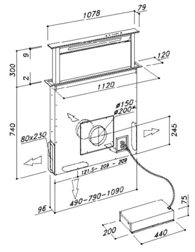 Okap Fulgor Milano FDDH 900 TRC BK