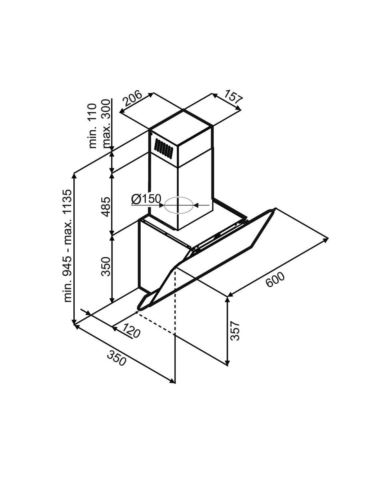 Okap kuchenny Globalo Wrotma 60.1 Black