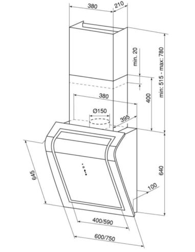 Okap kuchenny Globalo Berasso 75.3 Black