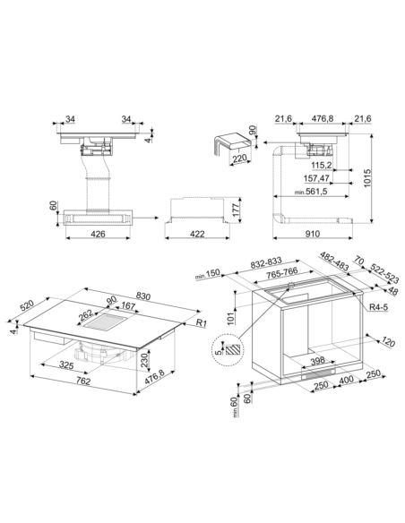 Płyta zint. z okapem Smeg HOBD482D