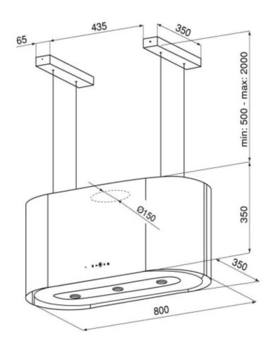 Okap kuchenny Globalo Argentelo 80.4 Black