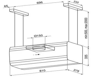 Okap kuchenny Globalo Tudara 80.4 Black