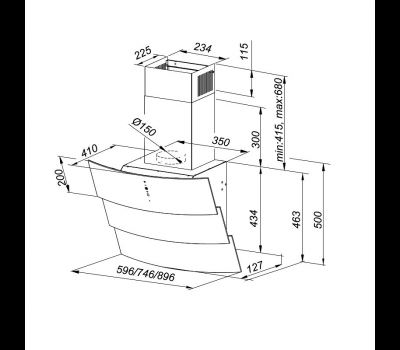 Okap kuchenny Globalo Vintio 90.2 Black