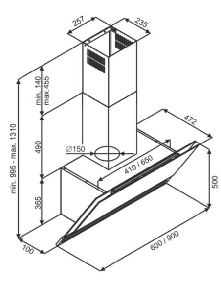Okap kuchenny Globalo Zenesor 60.1 Black