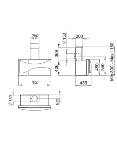 Okap Galvamet Ambient 90/F Black