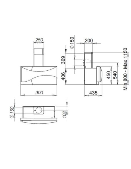 Okap Galvamet Ambient 90/F Black