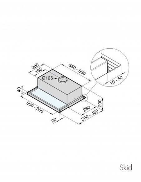 Okap Galvamet Skid 90/A Grey