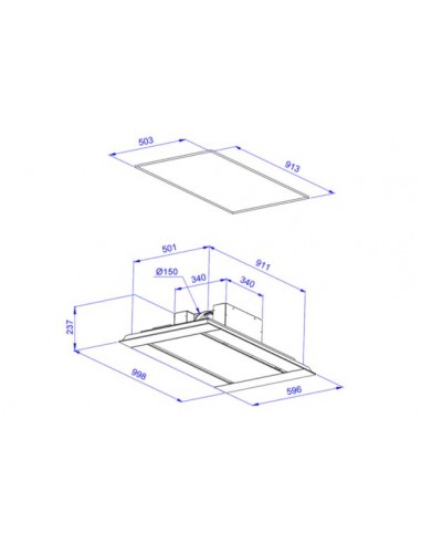 Okap Galvamet Edge 100/F Vetro/White