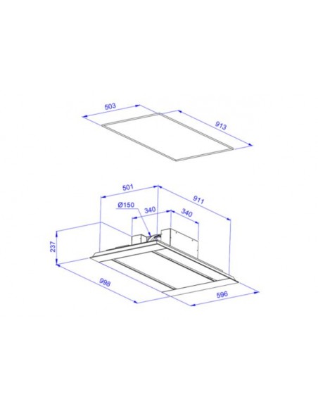 Okap Galvamet Edge 100/F Vetro/White