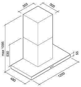 Okap Falmec Lumina NRS 120 inox 800 m3/h