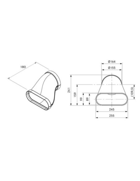 Łącznik prostokątny-okrągły prosty BORA EFRV110/1