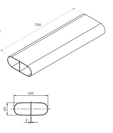 Element wentylacyjny 750mm płaski BORA EFS750/1