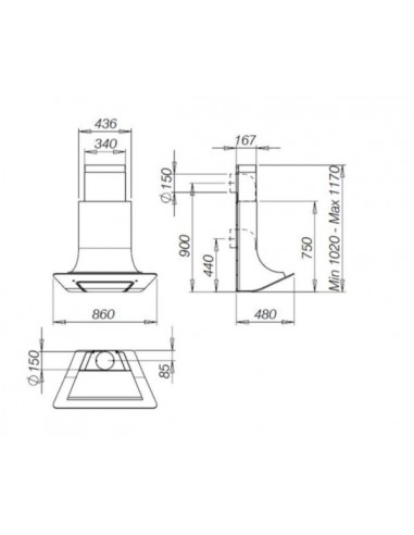 Okap Galvamet Vela 90/F Black CL.B