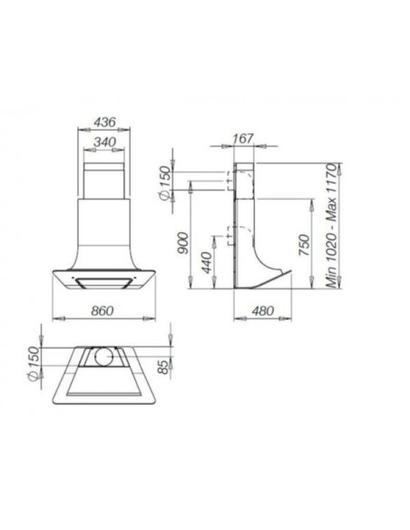 Okap Galvamet Vela 90/F Black CL.B